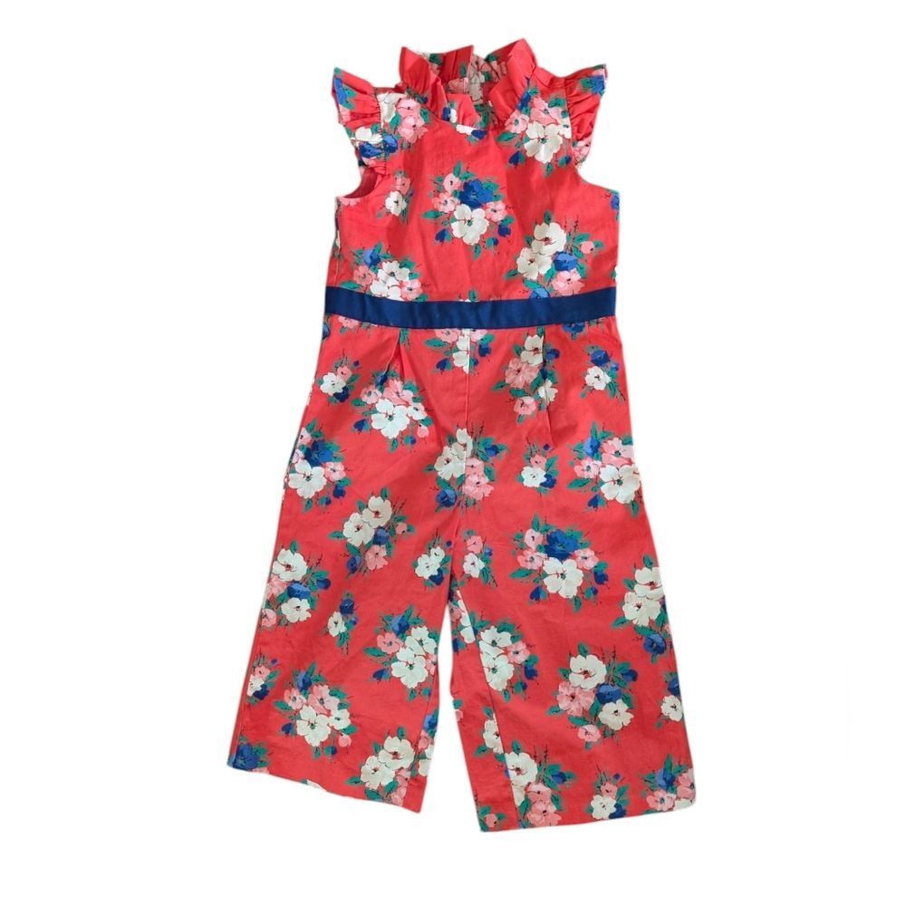 Janie And Jack Girls‎ Coral Floral Jumpsuit Pants Size 2T
